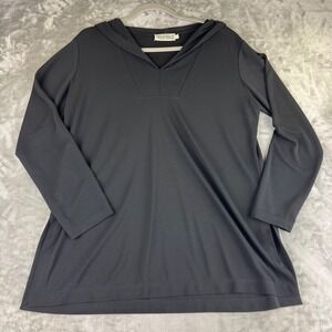 Phillip Broess Black Hoodie Tunic Top Women's Size‎ L Long Sleeve Casual (1311)